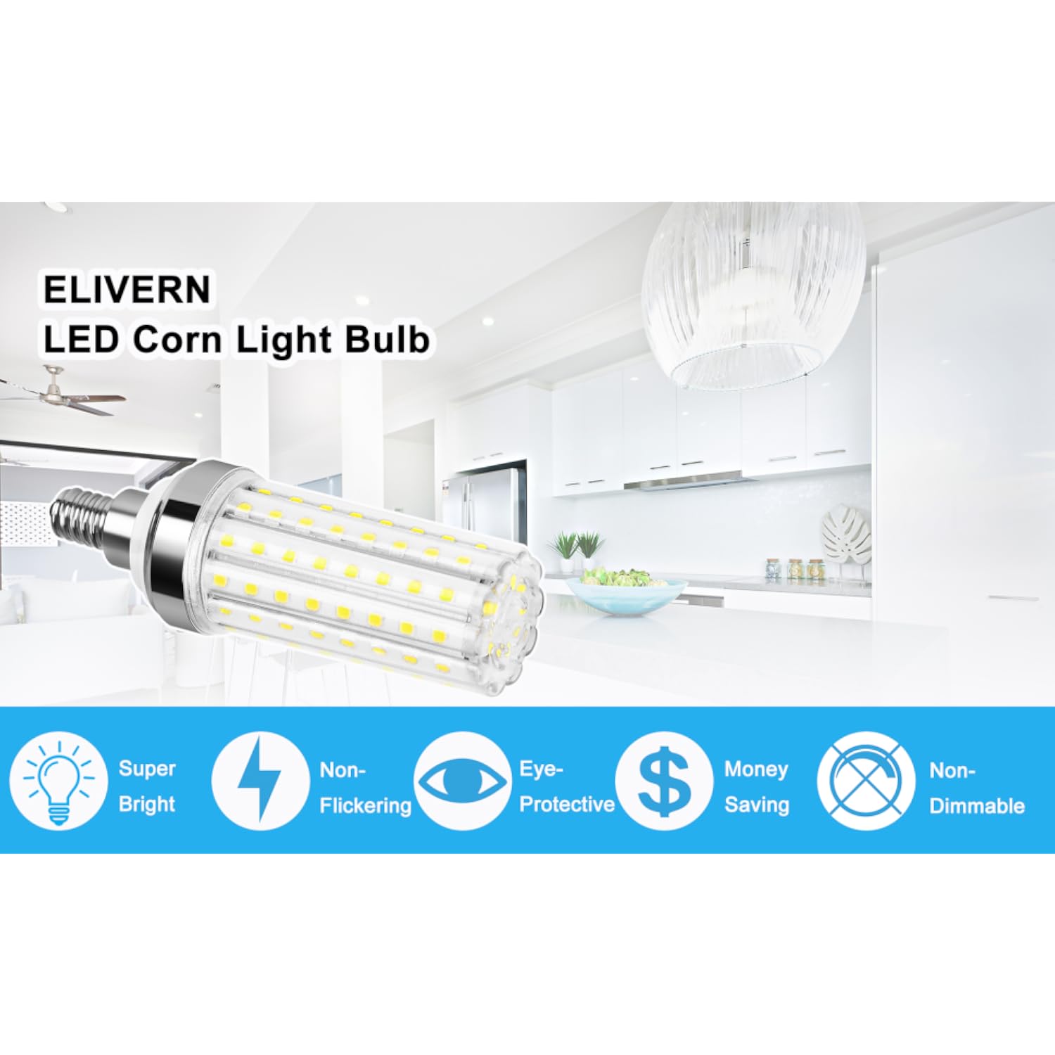 20W E12 LED Corn Light Bulb, 6000K Daylight White, 1000 Lumens