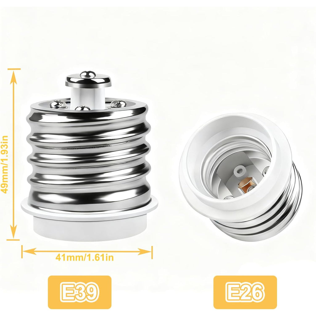 E39 to E26 Light Socket Adapter, Mogul to Standard Screw Base Reducer Converter