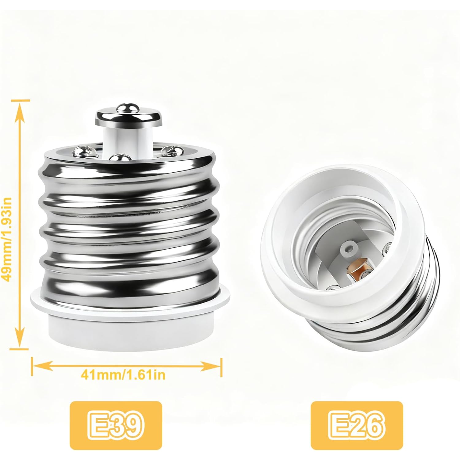E39 to E26 Light Socket Adapter, Mogul to Standard Screw Base Reducer Converter