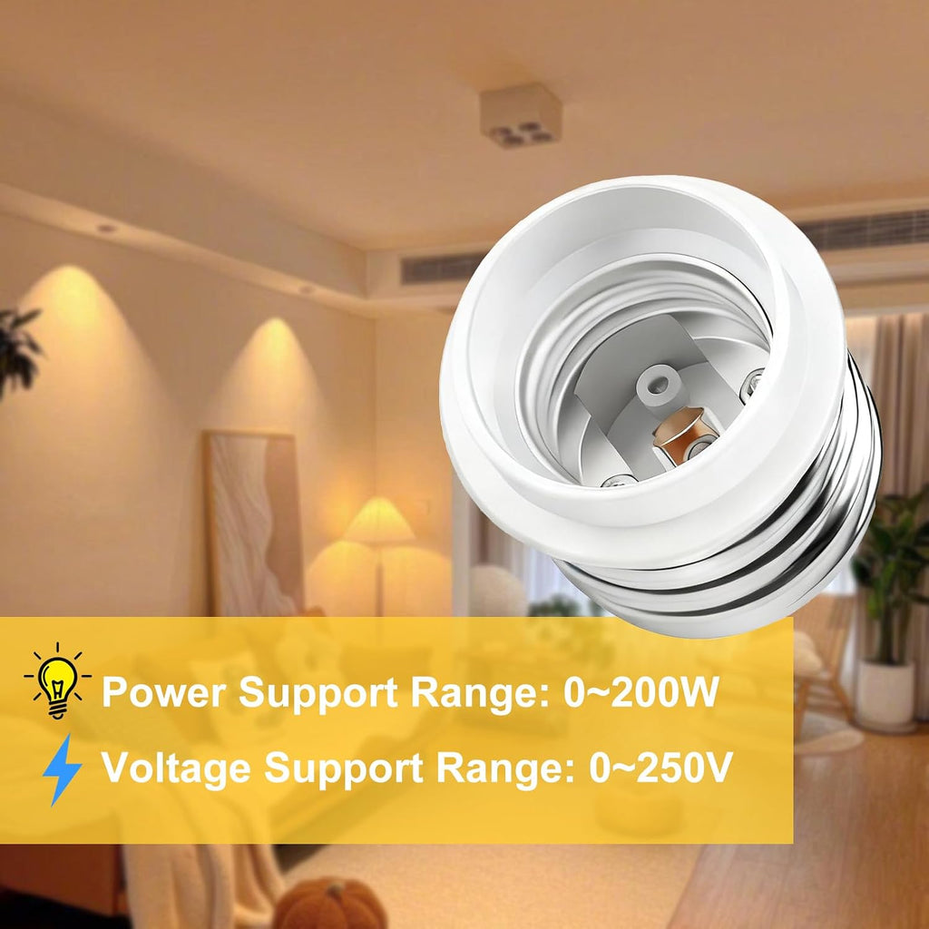 E39 to E26 Light Socket Adapter, Mogul to Standard Screw Base Reducer Converter