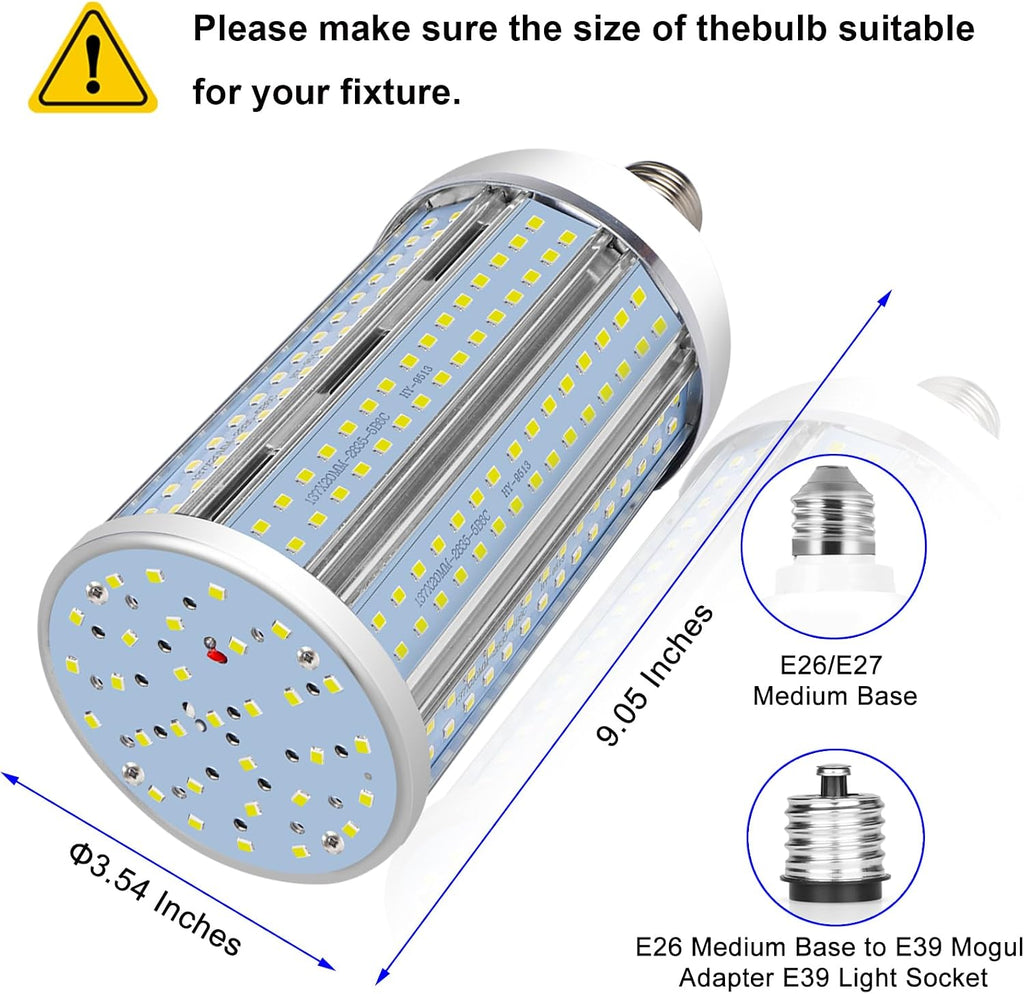 120W LED Corn Bulb, 14400 Lumens 5000K Daylight White, E26/E39 Base