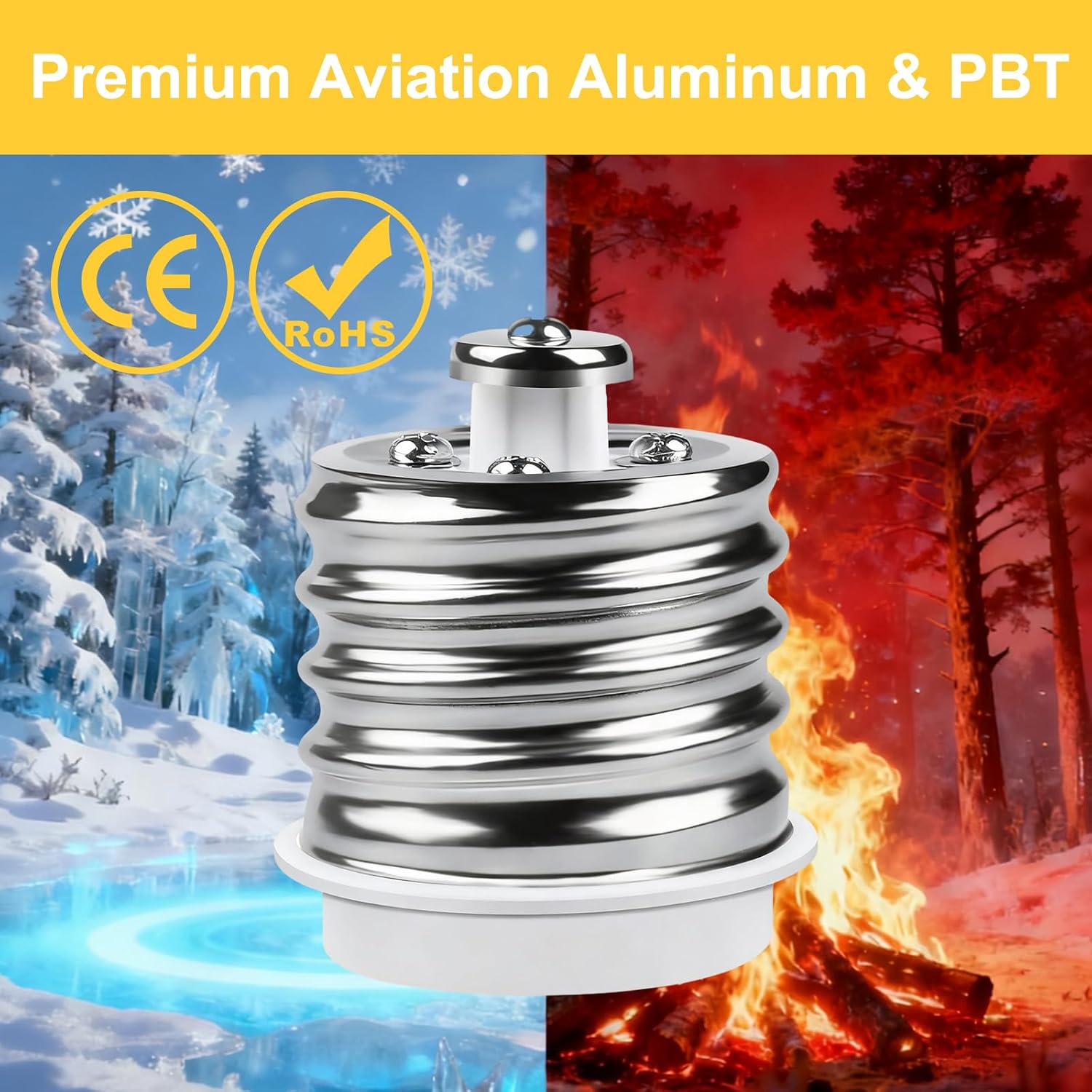 E39 to E26 Light Socket Adapter, Mogul to Standard Screw Base Reducer Converter