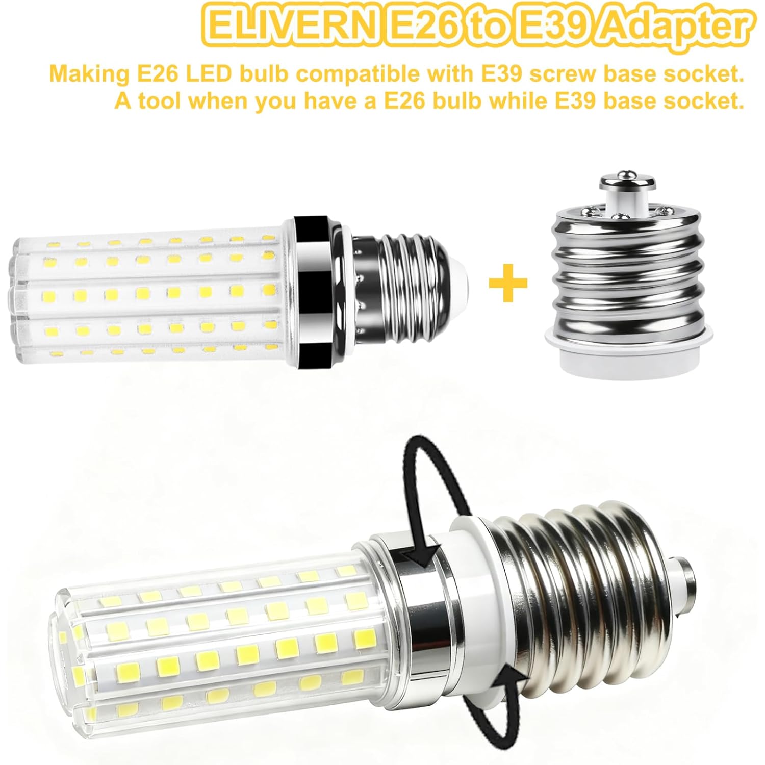 E39 to E26 Light Socket Adapter, Mogul to Standard Screw Base Reducer Converter