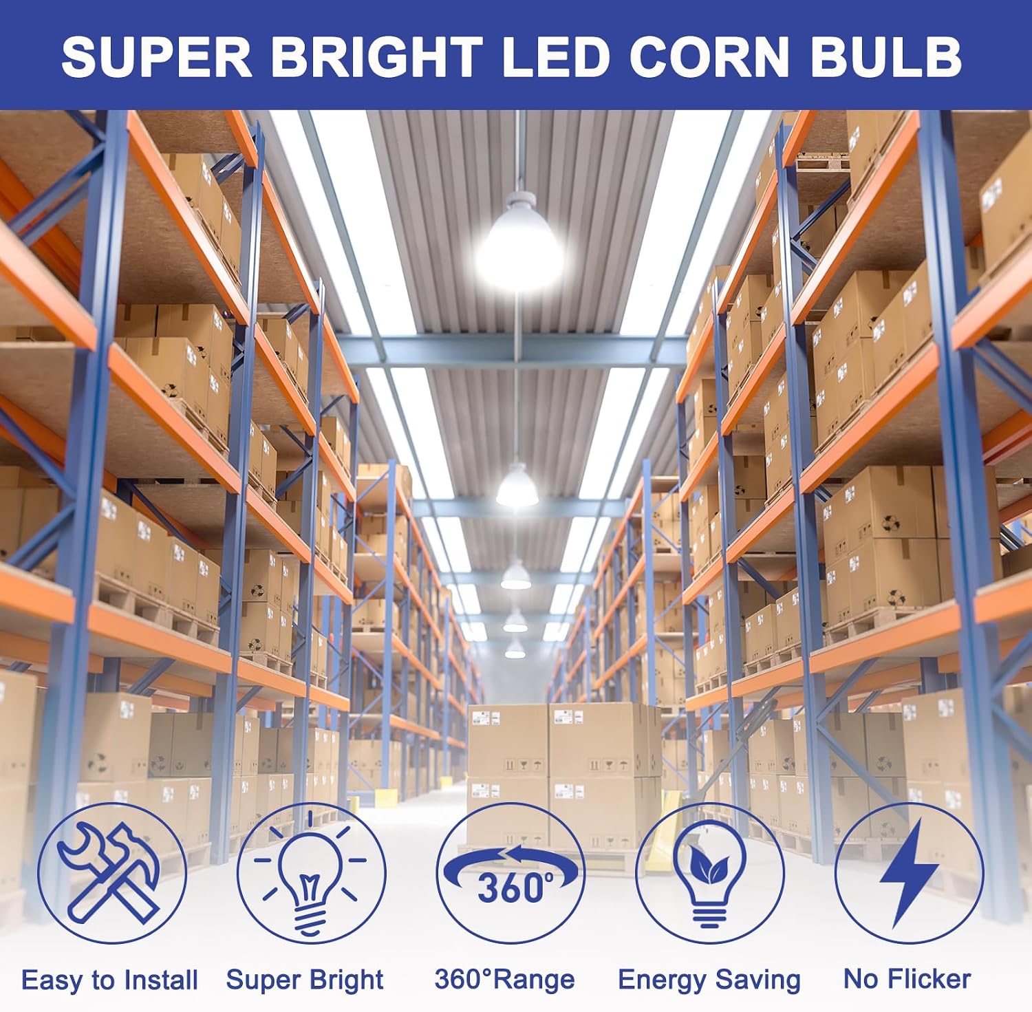 120W LED Corn Bulb, 14400 Lumens 5000K Daylight White, E26/E39 Base