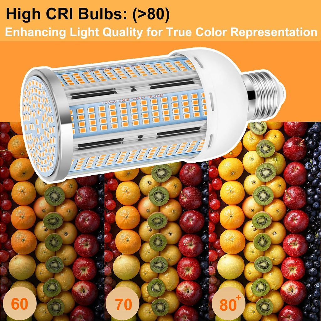 50W LED Corn Light Bulb 6000 Lumen Led Corn Bulb Super Bright 3000K Warm White E26/E27 Base LED Light Bulb for Home Garage Lighting Garage B