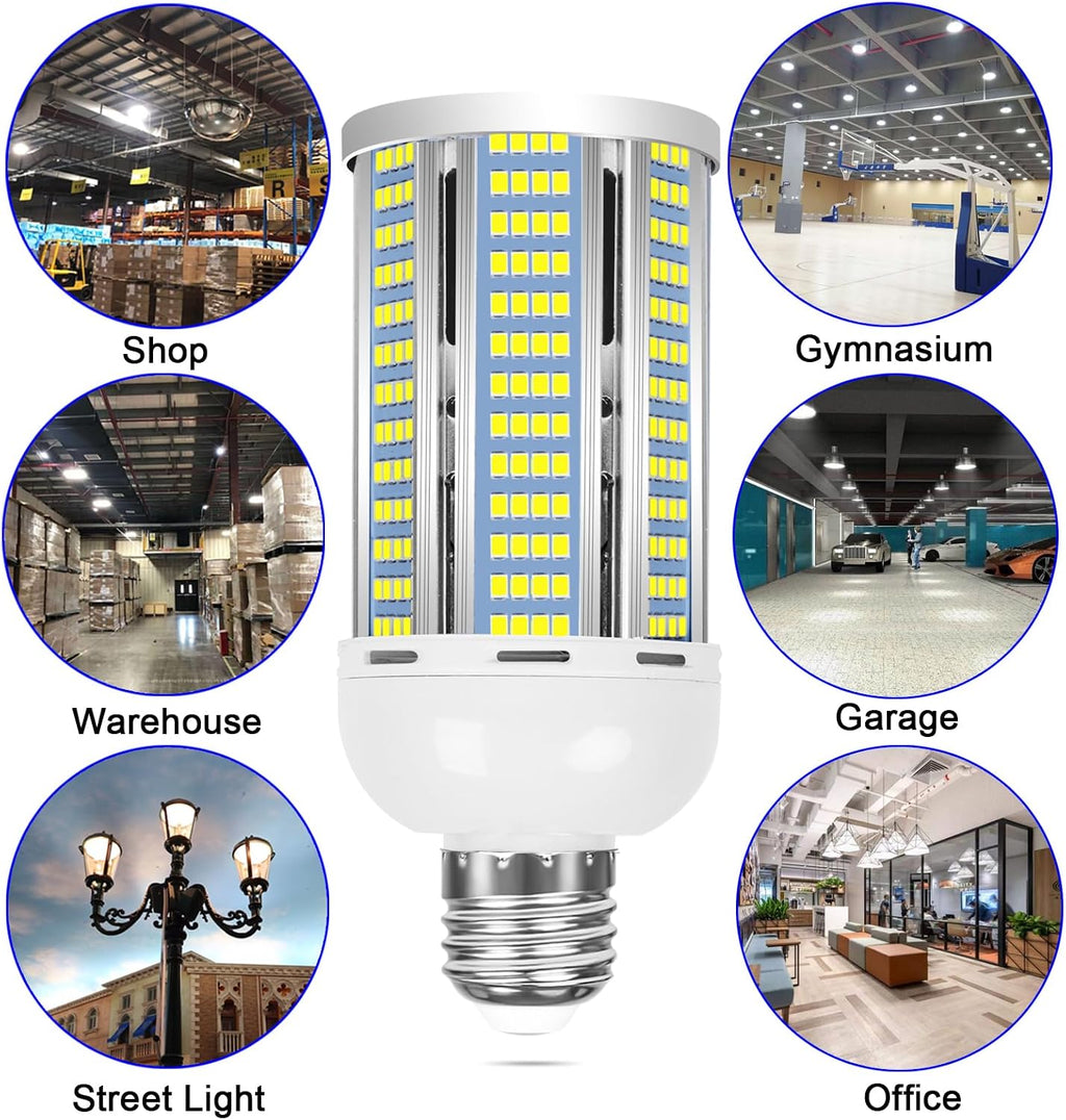 60W LED Corn Bulb, 6000 Lumens 5000K Daylight White, E26 Base