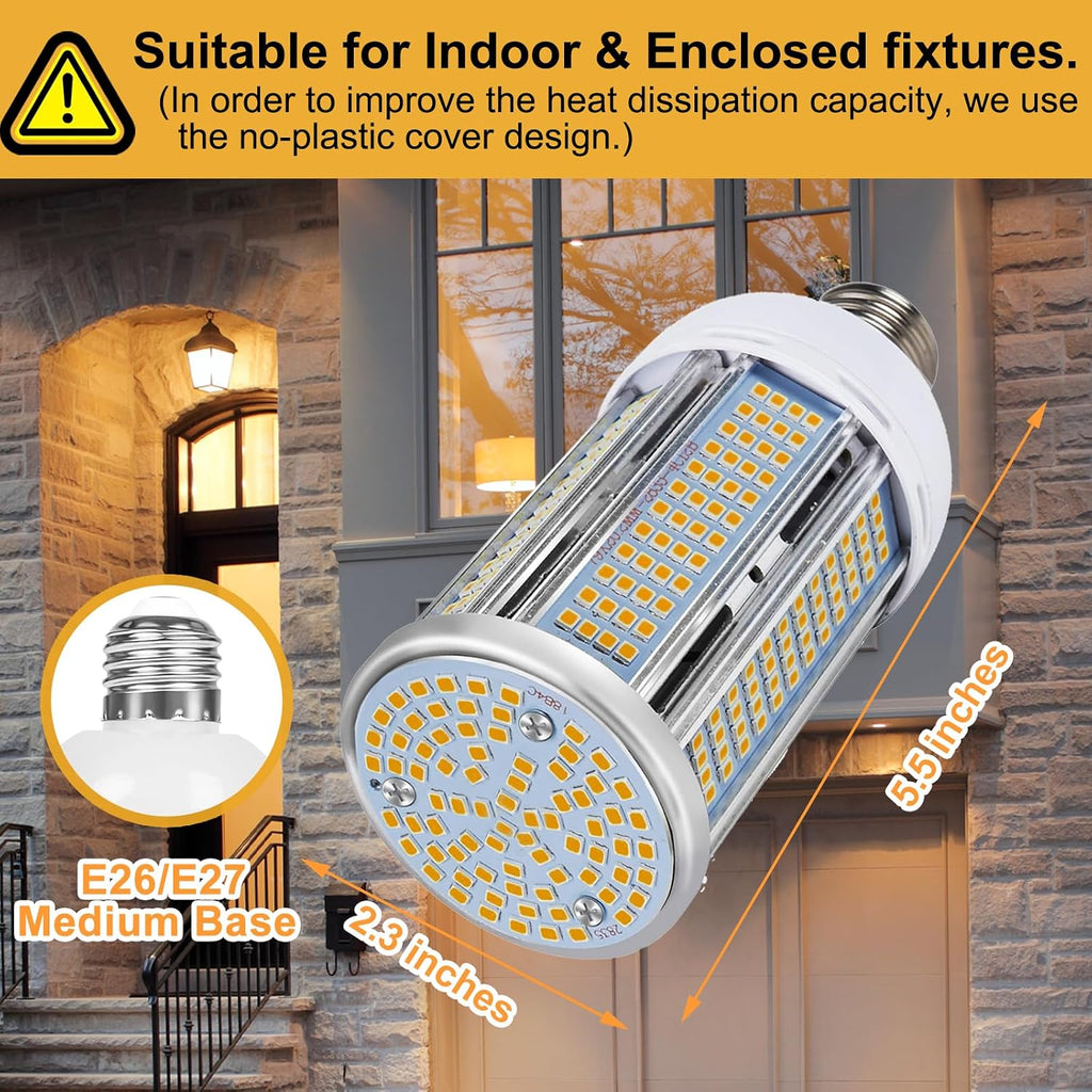 50W LED Corn Light Bulb 6000 Lumen Led Corn Bulb Super Bright 3000K Warm White E26/E27 Base LED Light Bulb for Home Garage Lighting Garage B